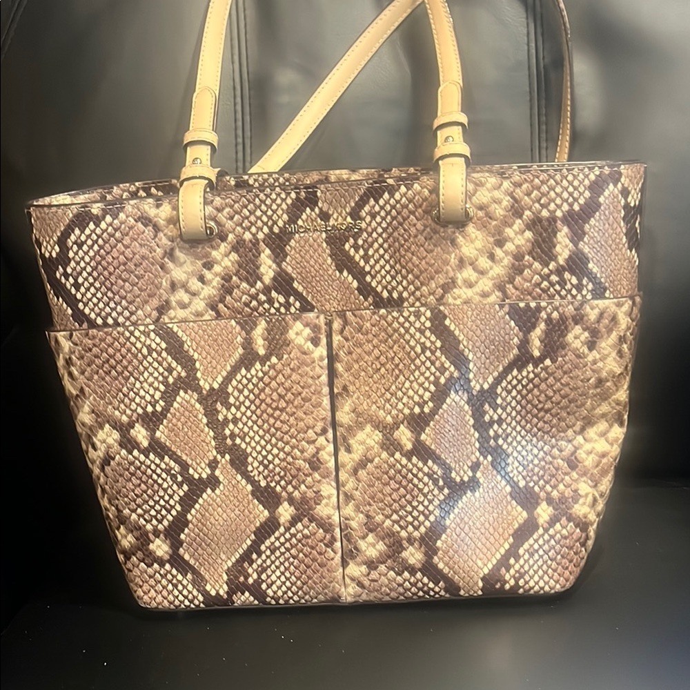 Michael Kors Snake-Print Tote in Brown and Tan